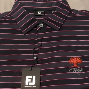 Men's Black and Pink Striped Polo Shirt